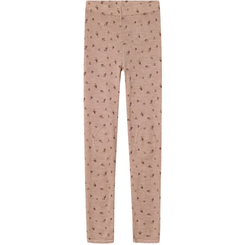 Sänkt pris Name It Shadow Gray Small Flowers Nkfwang Ull Needle Leggings