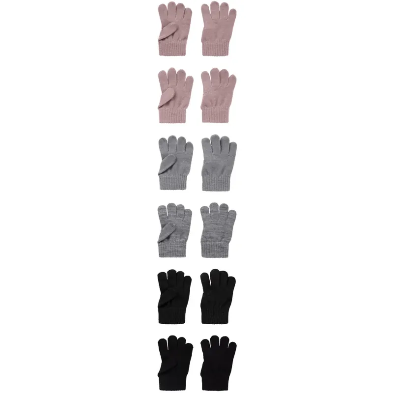 Kundfavorit Name It Black Grey Woodrose Nmfmagic Handskar 6P