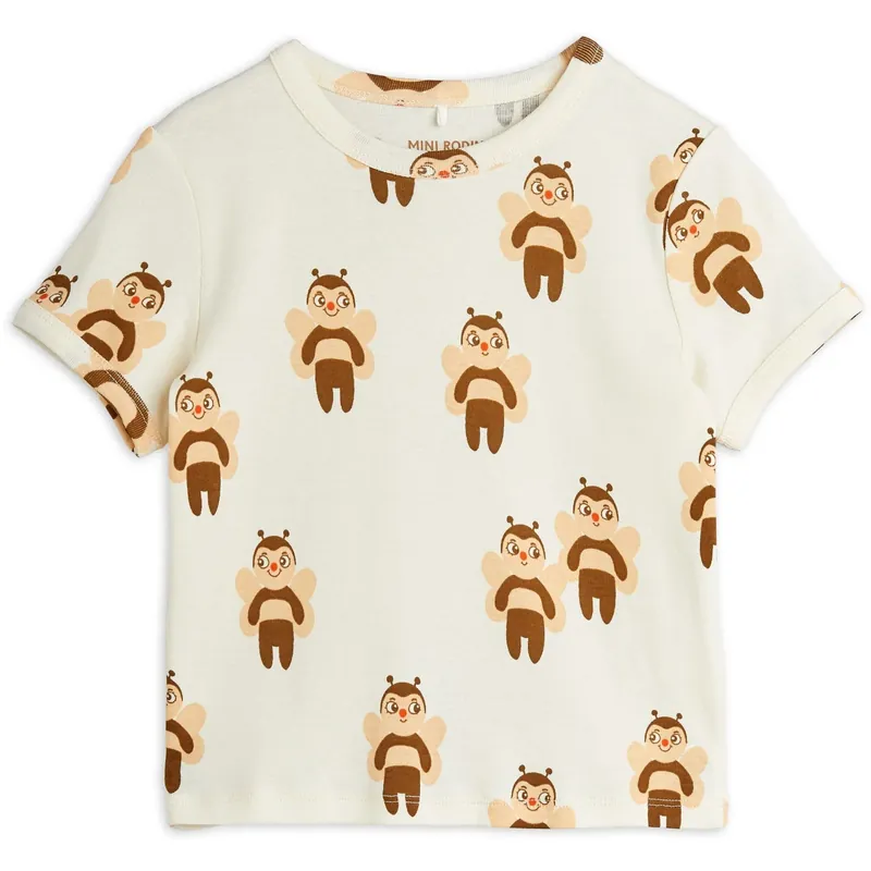 Sista chansen Mini Rodini Offwhite Bees AOP Ss Tee