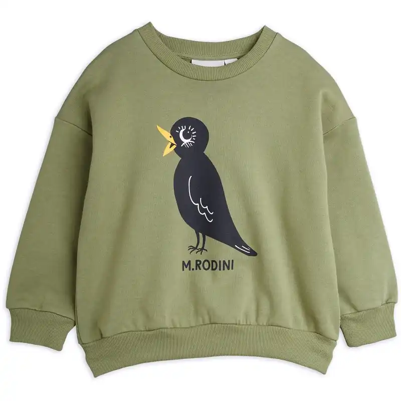 Mini Rodini Green Blackbird Sp Sweatshirt I lager