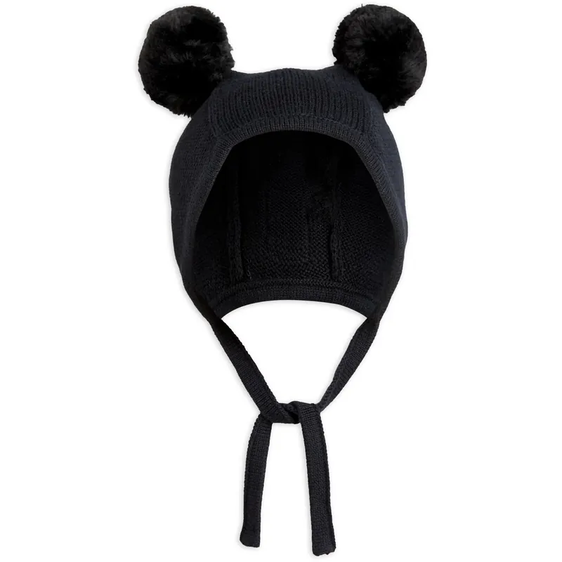 Mini Rodini Black Fine Stickad Baby Mössa Premium