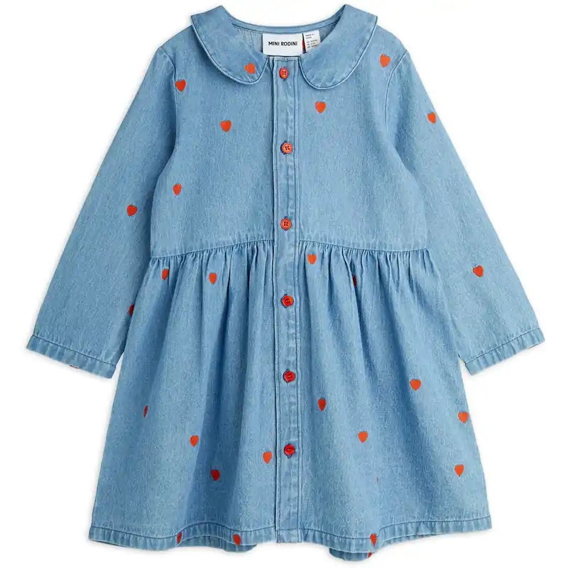Köp online Mini Rodini Blue Mini Hearts Aoe Woven Klänning