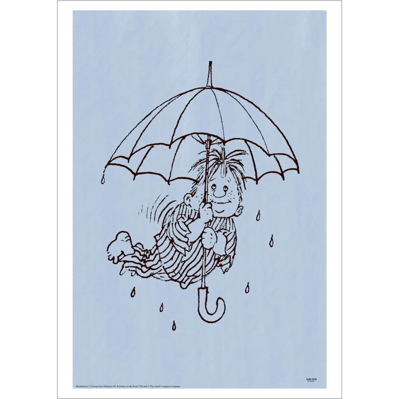 Poster & Frame Astrid Lindgren - Umbrella - Karlsson On The Roof Köp nu