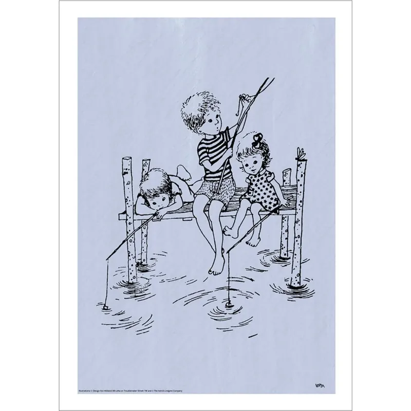 Reapris Poster & Frame Astrid Lindgren - Fishing Rod - Lotta