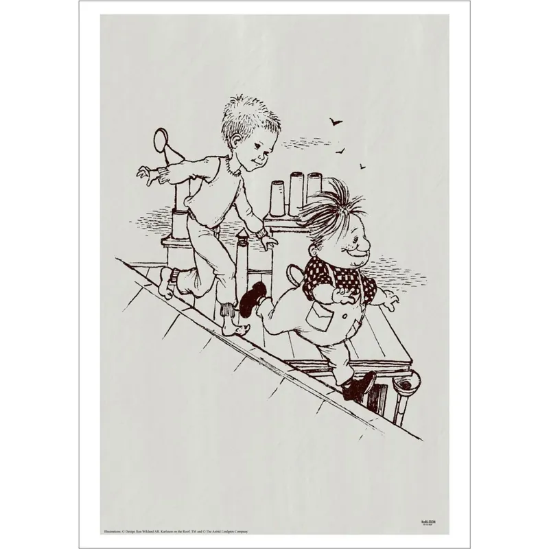Trygg betalning Poster & Frame Astrid Lindgren - Running - Karlsson On The Roof