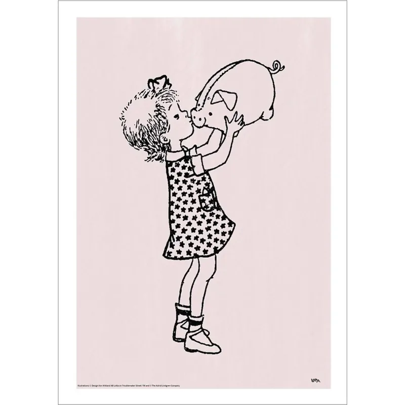 Sänkt pris Poster & Frame Astrid Lindgren - Pig Snout - Lotta