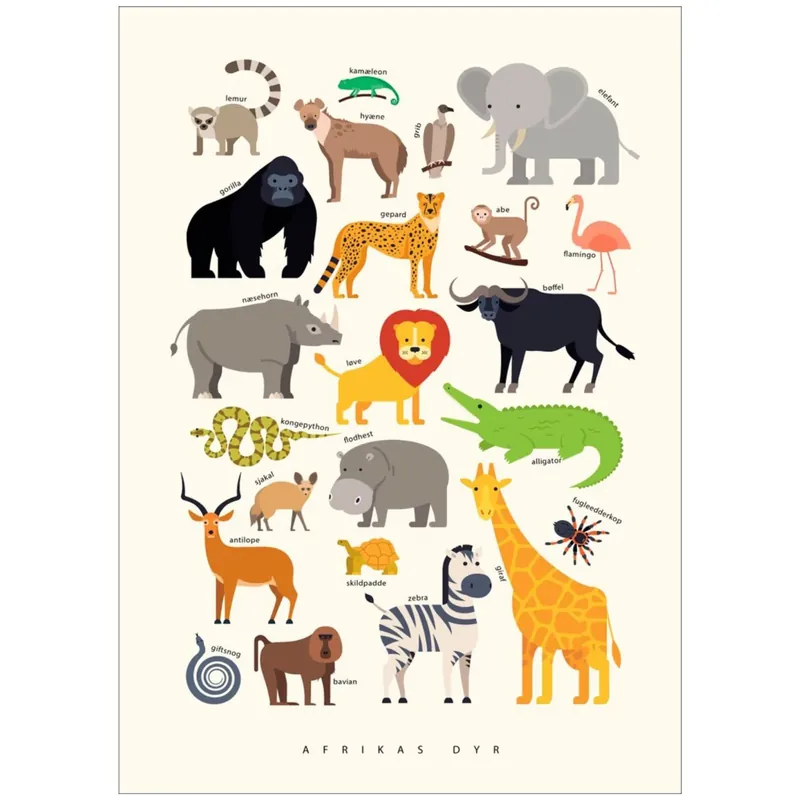 Köp online Poster & Frame Citatplakat - Afrikas Dyr – Børneplakat