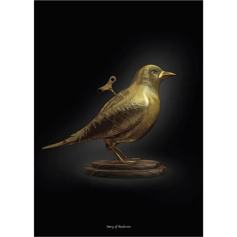 Endast denna vecka Poster & Frame Story Of Andersen - Nattergalen - Hvid/Sort Baggrund