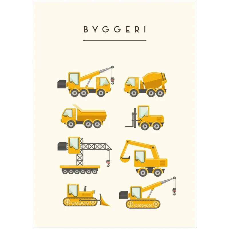 Begränsat antal Poster & Frame Citatplakat - Byggeri Maskiner – Børneplakat