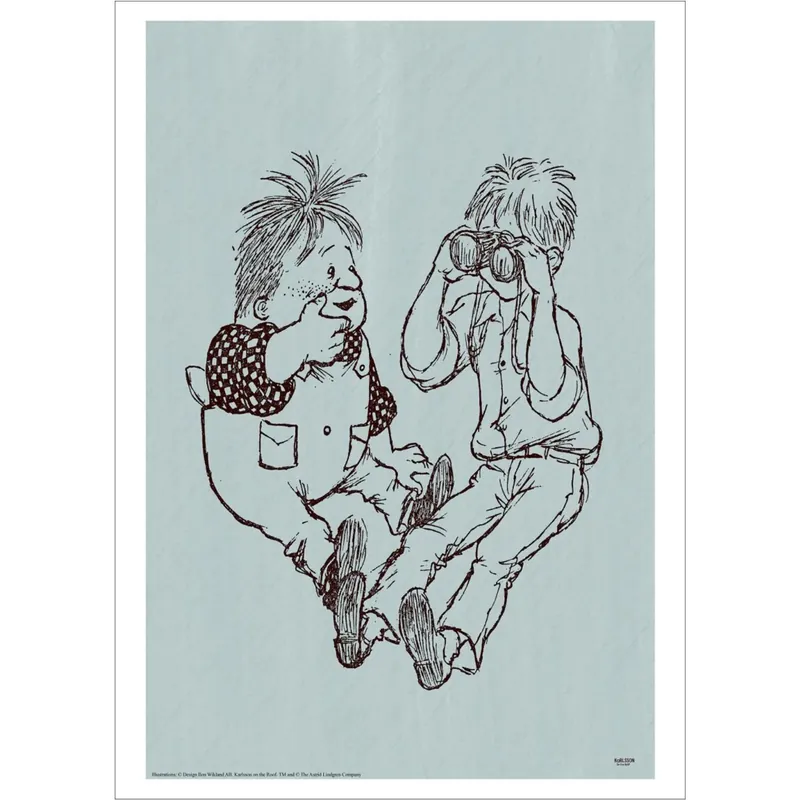 Premium Poster & Frame Astrid Lindgren - Binacolurs - Karlsson On The Roof