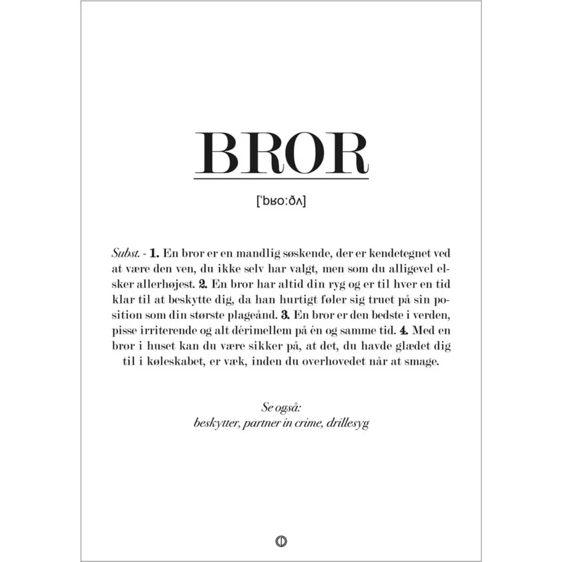 Poster & Frame Citatplakat - Bror Definition Nyhet