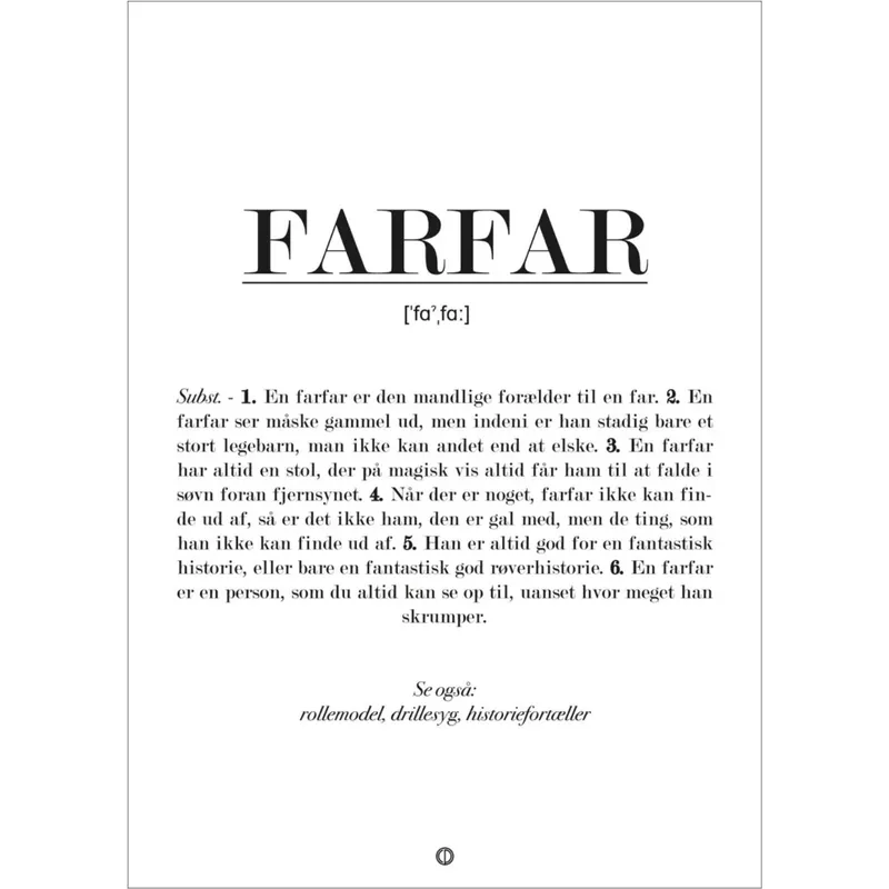 Poster & Frame Citatplakat - Farfar Definition Extra rabatt