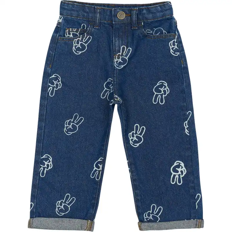 Utförsäljning THE NEW Siblings Medium Blue Denim AOP Prosper Wide Jeans