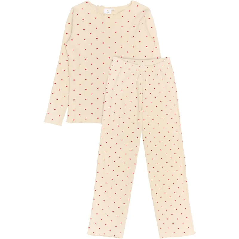 The New Gardenia AOP Holiday Heart Adult Rib Night Sett Rabatt