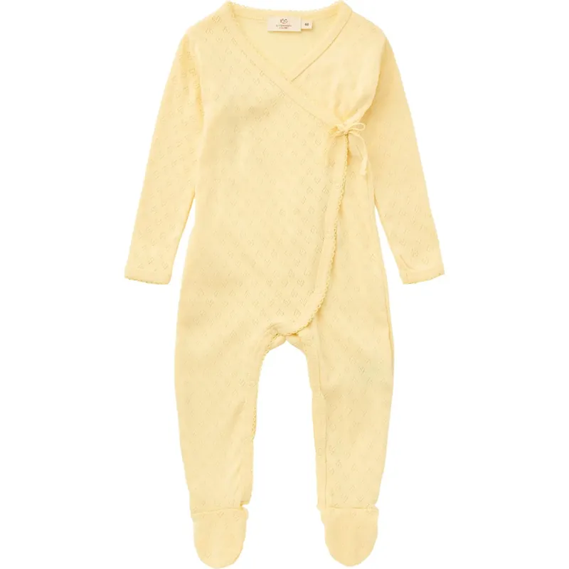 Erbjudande COPENHAGEN COLORS Pale Yellow Pointelle Cross-Over Full Body