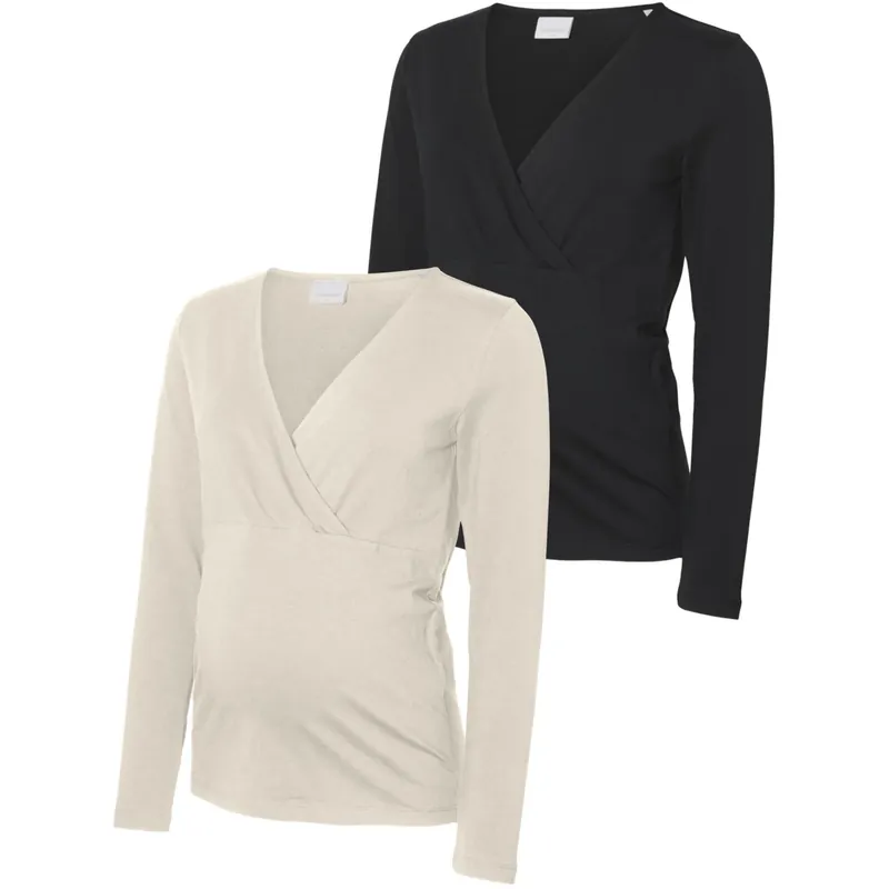 Mama;licious Birch Black Mlkerrie Tess Ls Jrs Topp 2-P Noos Snabb leverans
