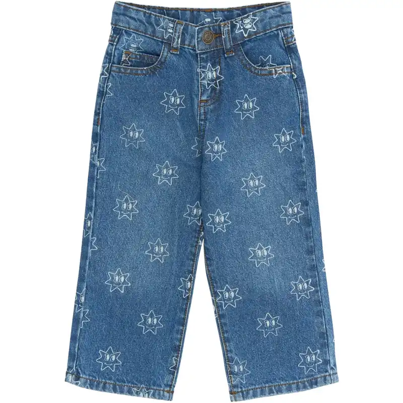 Kampanjpris THE NEW Siblings Medium Blue Denim AOP Ripley Wide Jeans