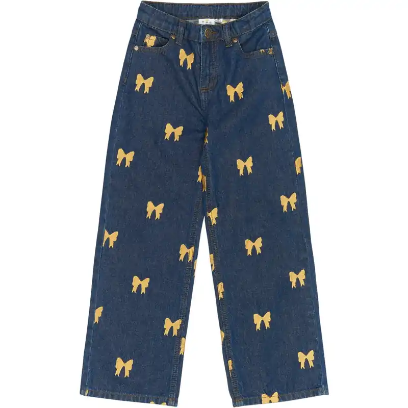 The New Medium Blue Denim AOP Raquel Wide Jeans Beställ idag