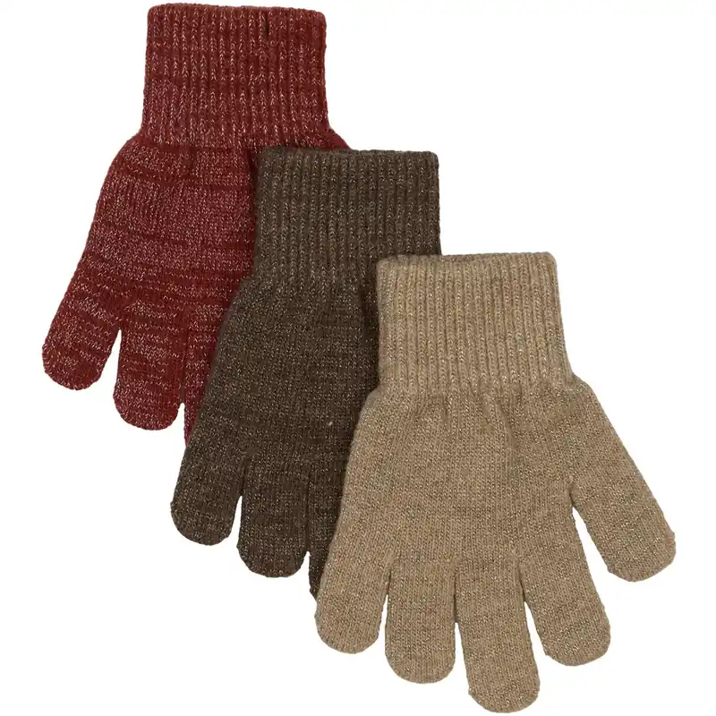 Endast denna vecka Mikk-Line Apple Butter-Chocolate Chip-Doeskin Magic Handskar 3 Pack Med Lurex