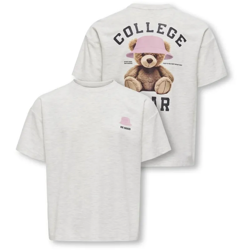 kids ONLY Light Grey Melange Collage Kogbillie Ss Loose Nallebjörn Topp Jrs Noos Nedsatt pris