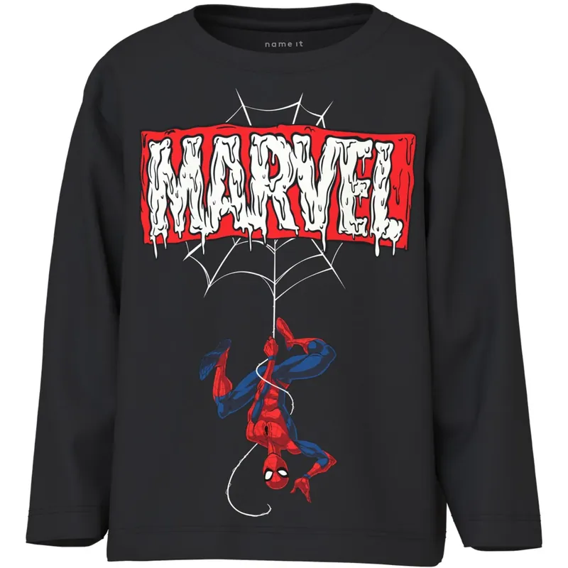 Name It Black Nmmsuler Spider Nreg Ls Topp Mar Outlet