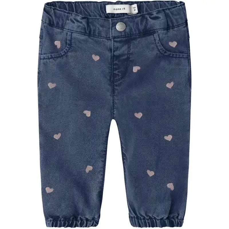 Name It Dark Blue Denim Hearts Emb Nmfrose Shaped R Emb Jeans 5321-Yb Kundfavorit