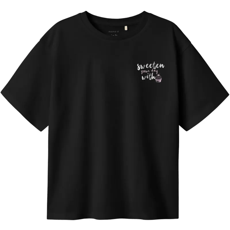Name It Black Nkfneata Ss Nreg Topp Kundfavorit