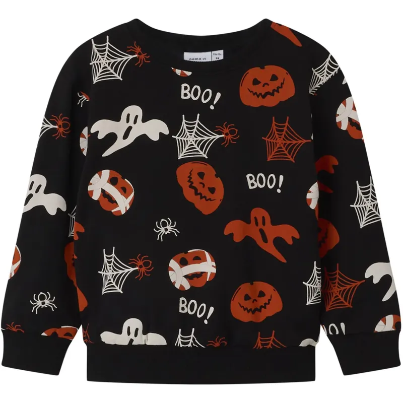 Köp online Name It Black Nmnopal Nreg Sweat Box Bru
