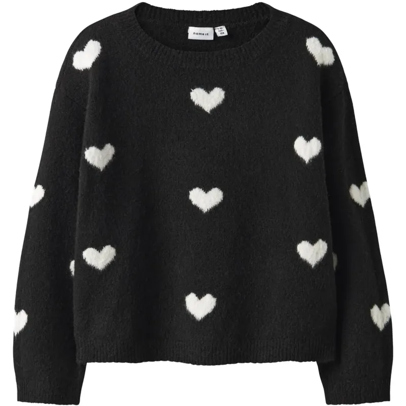 Fynd Name It Black Cloud Dancer Hearts Nkfona Ls Stickad