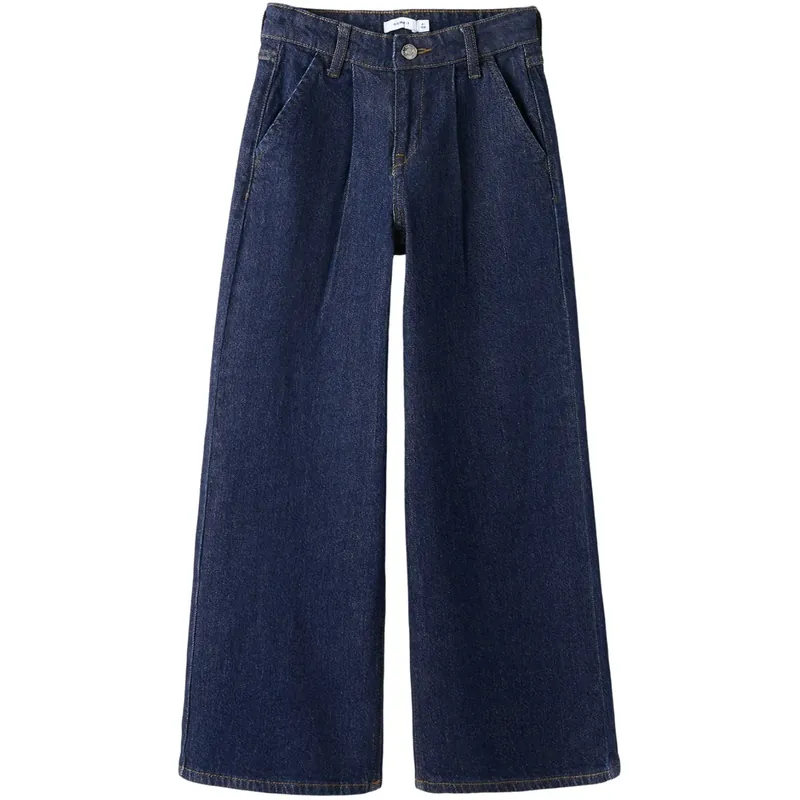 Begränsad tid Name It Dark Blue Denim Unwashed Nkfbella Hw W Pleat Jeans 3020-Az L Noos