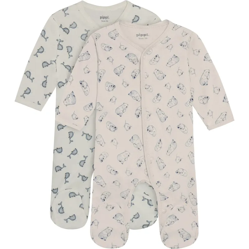 Pippi Flint Stone Nattdräkt W/F -Buttons 2-Pack Nedsatt pris