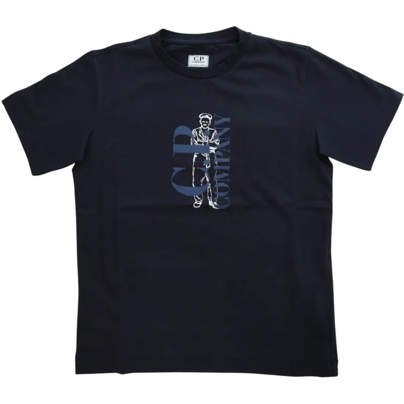 C.P. Company Total Eclipse Blue T-Shirt Kort Sleeve Kundfavorit