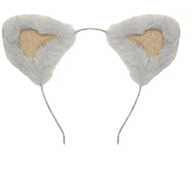 Mimi & Lula Hårbøjle - Grey Furry Kitty Ears Endast idag