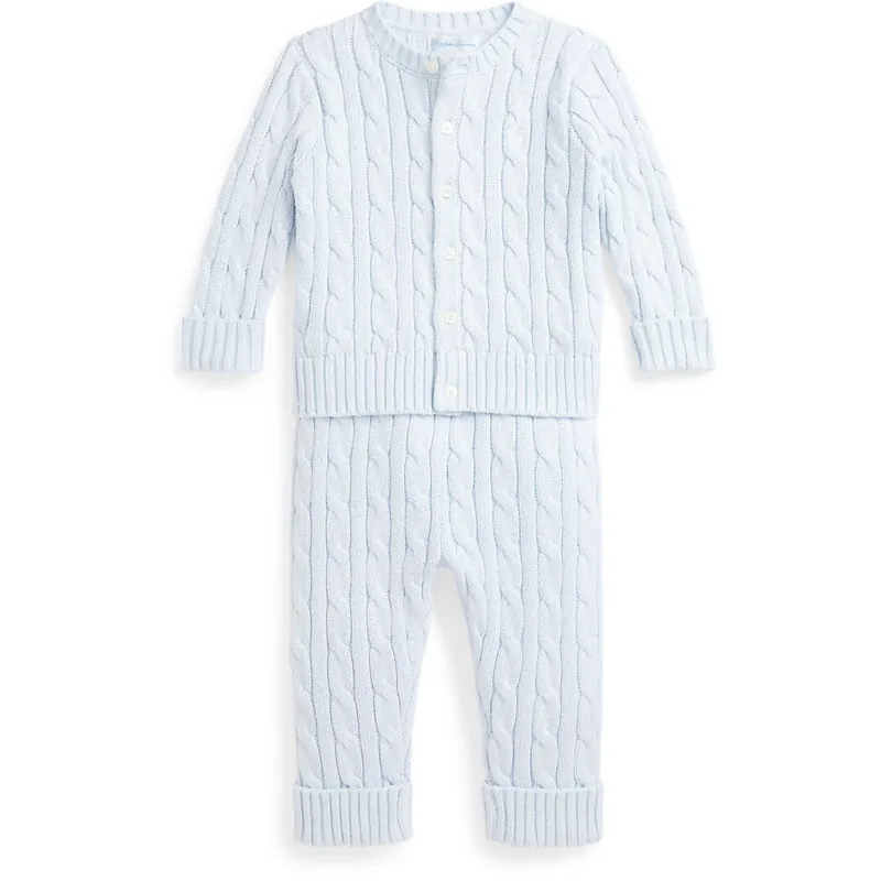 Kampanj Ralph Lauren Baby Pearl Blue Baby Boy Jumper Sett