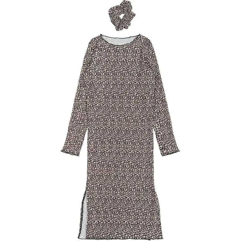 The New Feather Gray AOP TNPet L_S Pleat Klänning Nedsatt pris