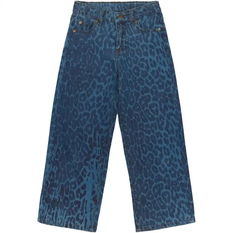 Billig The New Medium Blue Denim AOP TNPrima Wide Jeans