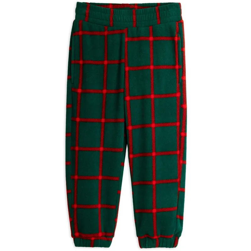 Extra rabatt Mini Rodini Green Plaid AOP Fleece Trousers