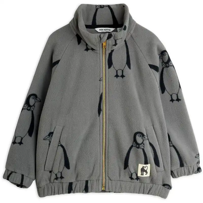 Sänkt pris Mini Rodini Grey Penguin AOP Fleece Jacka