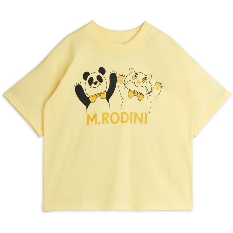 Mini Rodini Yellow Panda & Cat Sp Ss Tee Sänkt pris