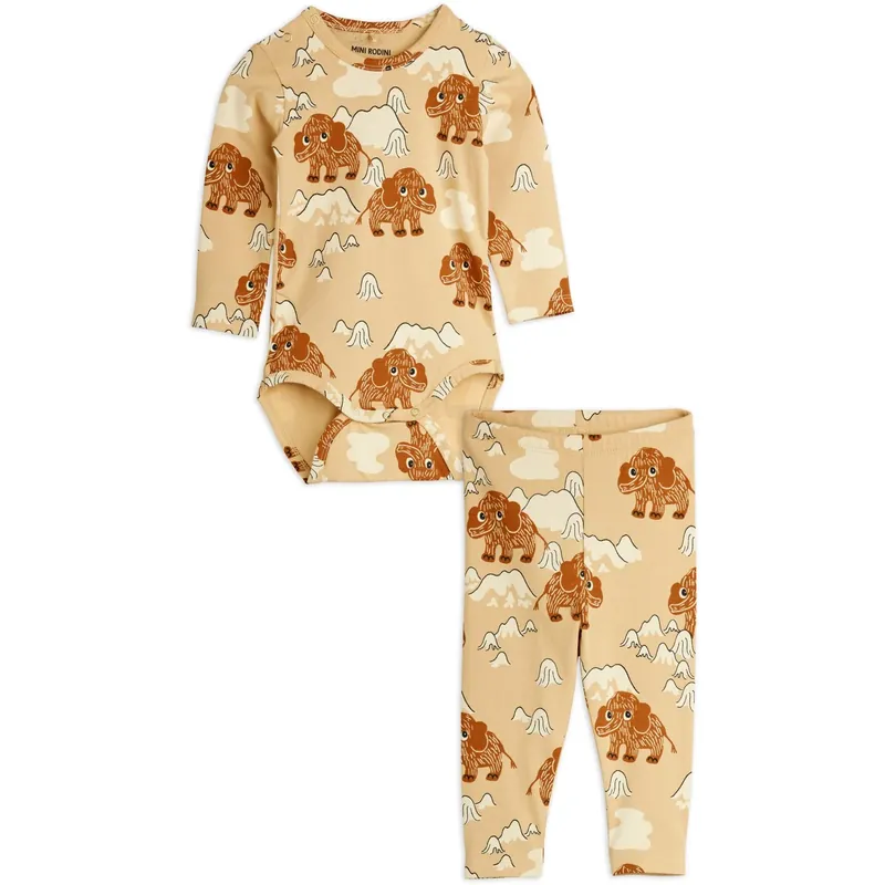 Utförsäljning Mini Rodini Beige Mammoth AOP Baby Sett