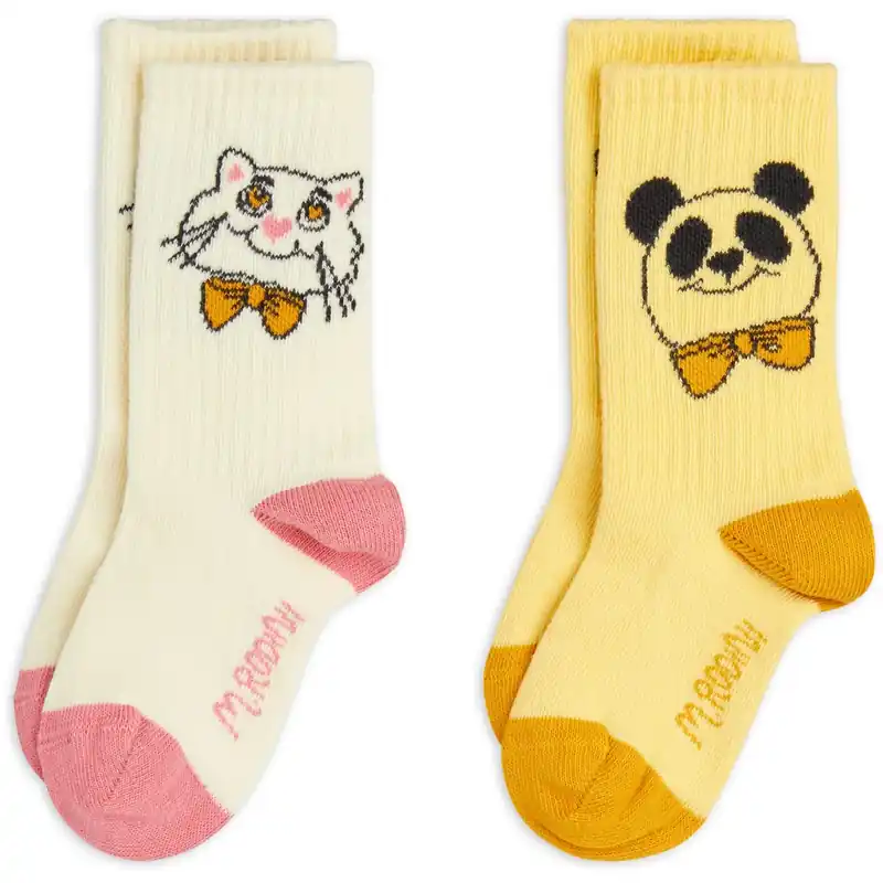 Erbjudandepris Mini Rodini Multi Cat & Panda 2-Pack Strumpor