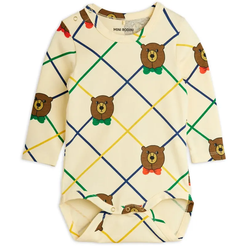 Mini Rodini Off-white Björn Check AOP Ls Body Premium