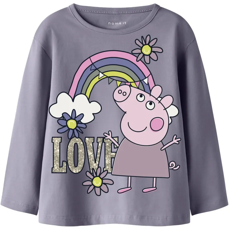 Name It Lavender Gray Nmfdada Peppa Ls Nreg Topp Box Cplg Reapris