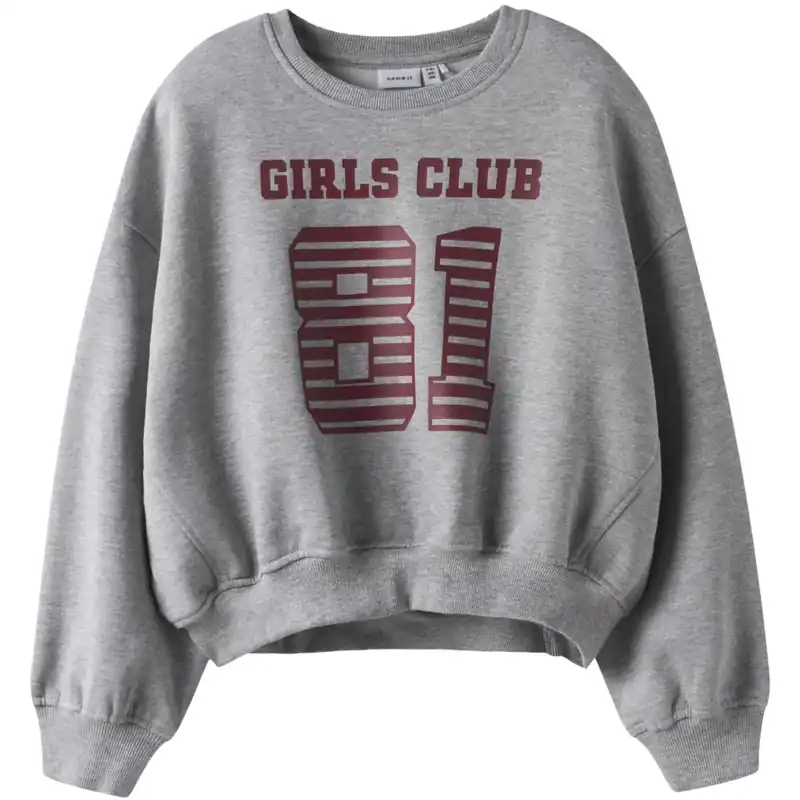 Name It Grey Melange Nkftaya Ls Rlx Kort Sweat Bru Box Sista chansen