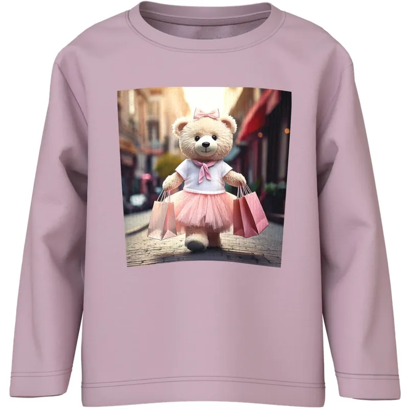 Beställ idag Name It Dawn Pink Shopping Bear Nmfvotea Ls Nreg Topp