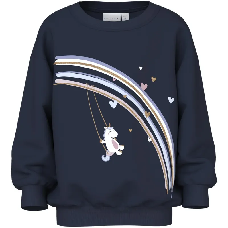 Name It Navy Blazer Unicorn Rainbow Nmfvalona Ls Long Rlx Sweat Bru Sista chansen