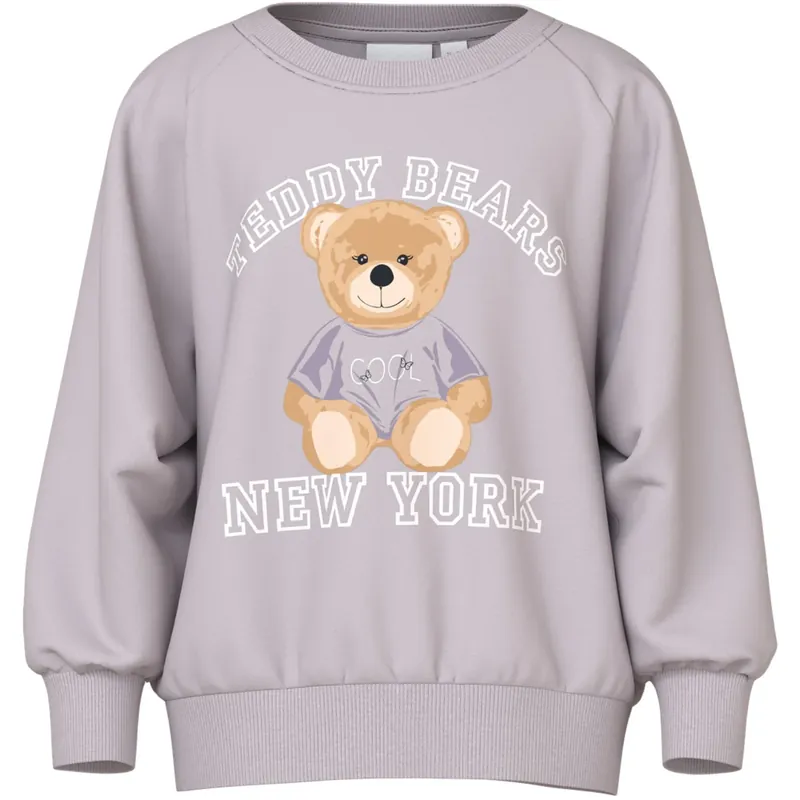 Name It Lilac Marble Teddy Bear Nmfvenus Ls Nreg Sweat Unb Populärt val