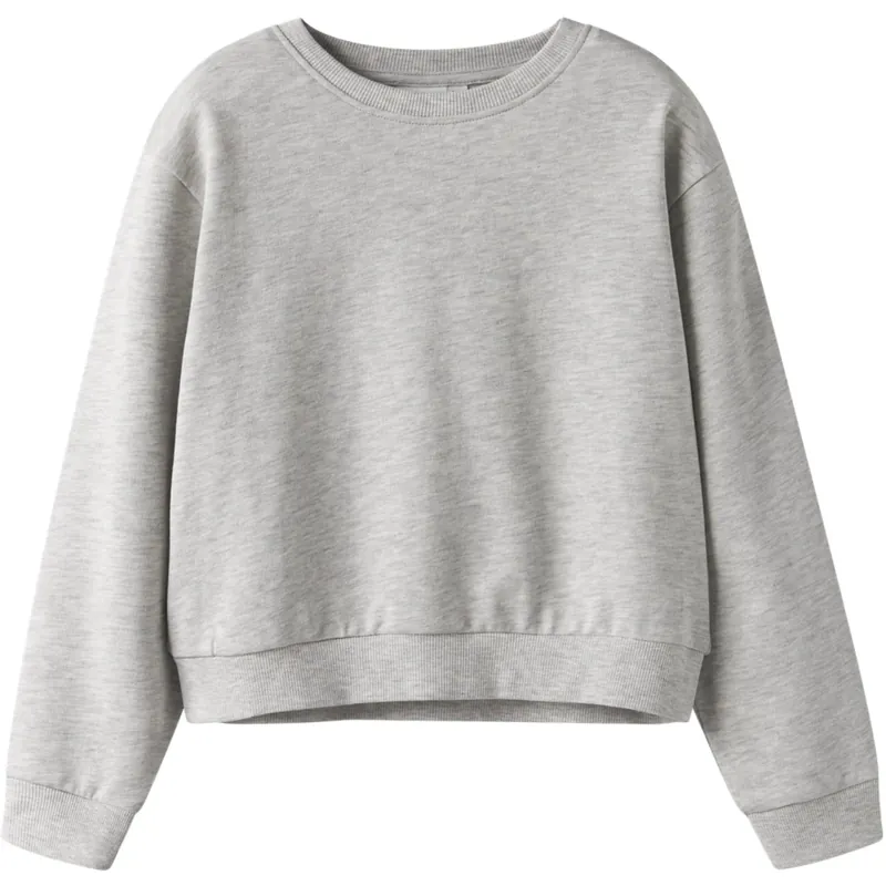 Endast idag Name It Light Grey Melange Nkfmille Kort Nreg Ls Swe O-Neck Noos