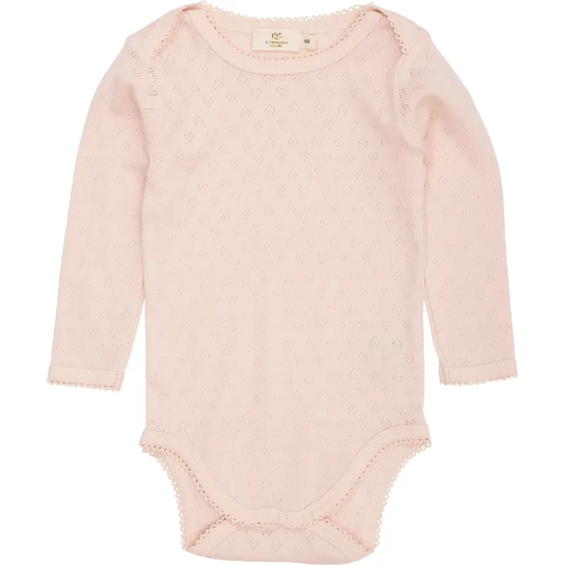 COPENHAGEN COLORS Dusty Rose Pointelle Heart Lapneck Body Ls Köp nu