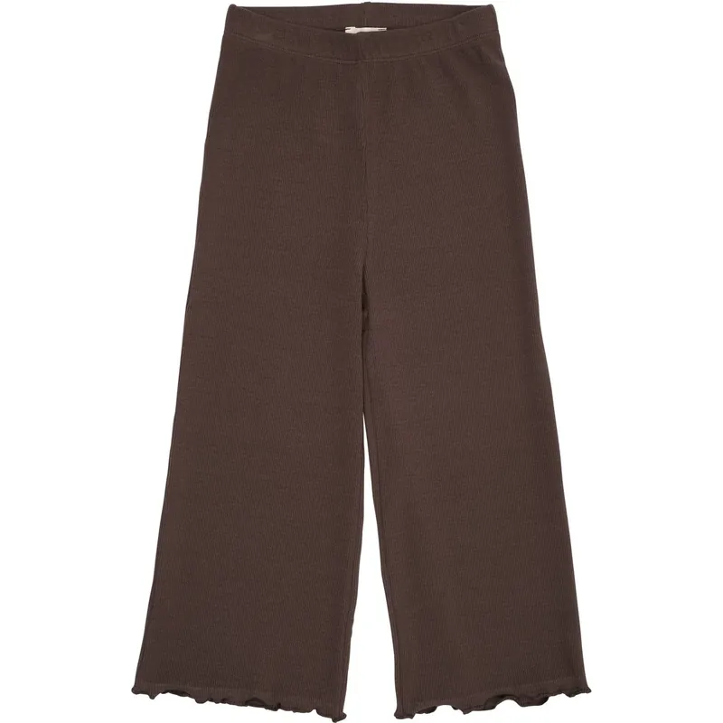 Bästa pris COPENHAGEN COLORS Dk Brown Modal Rib Wide Byxor